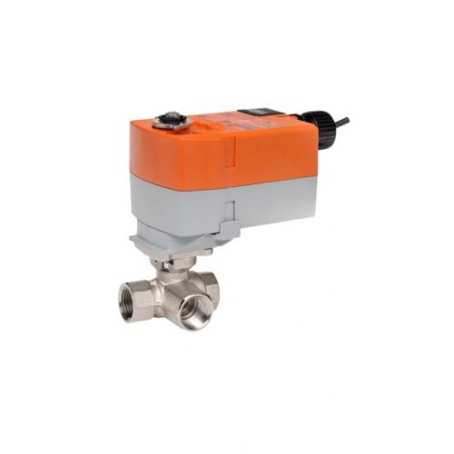 Belimo B318+TFRB24-SR 3/4" 3-way Spring Return Characterized Control Valve Actuator 22 lb-In 7.4Cv 24V 2-10 VDC