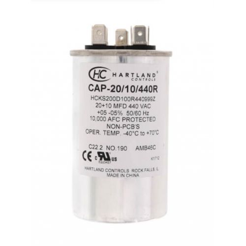Hartland Controls CAP-20/10/440R Dual Run Capacitor 20/10MFD 370/440V