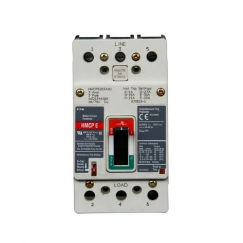 Cutler Hammer-Eaton HMCPE003A0C 3 Pole Molded Case Circuit Breaker 3AMP