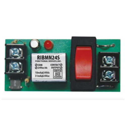 Functional Devices RIBMN24S SPST Relay W/Override 15AMP 24V 