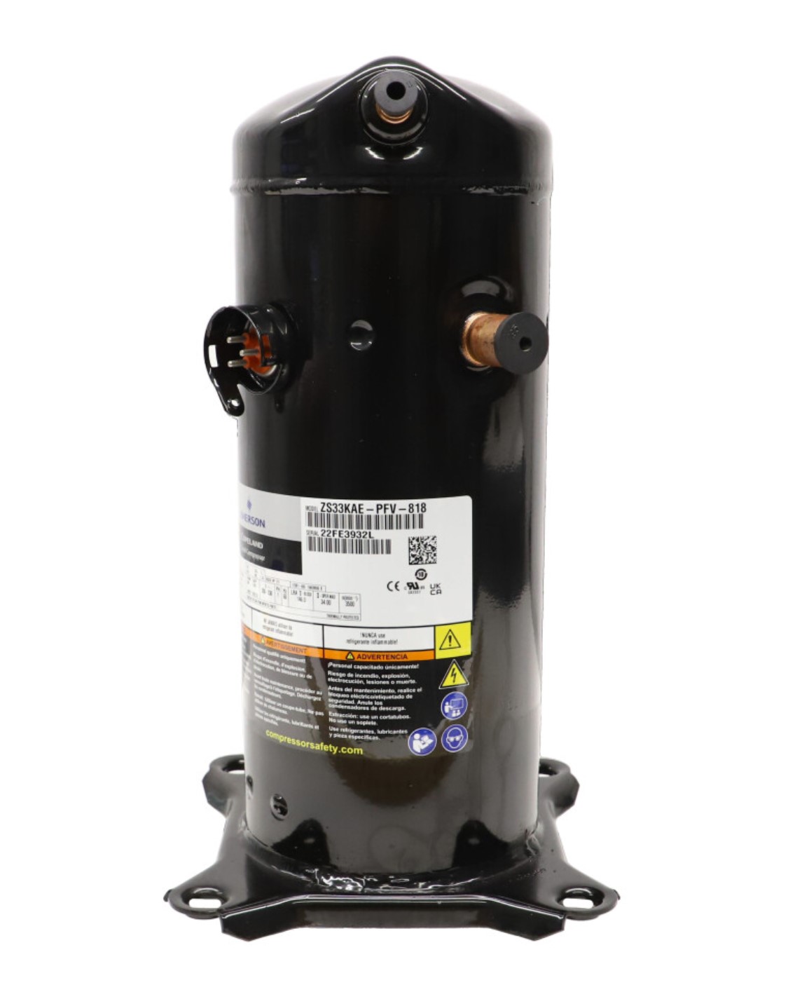 Copeland ZS33KAE-PFV-818 Scroll Compressor 33000BTU, EER 11.05